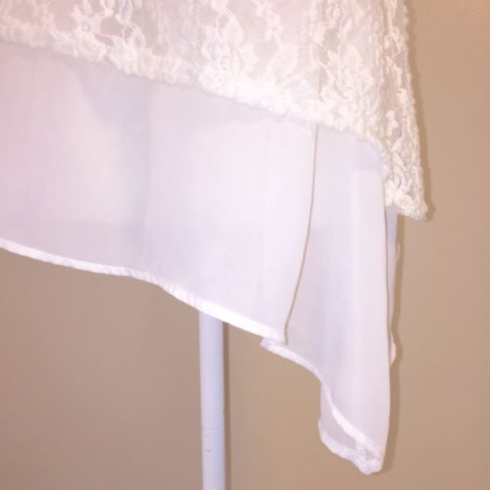 3/25 Lace Chiffon Tank Top Asymmetric Crochet - Picture 5 of 6